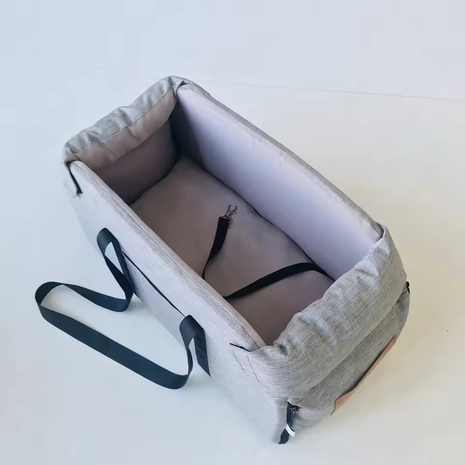 Pet Products Portable Console Booster Dog Car Seat & Carrier for Small Dogs & Cats,Car Seat for Center Car Armrest Safety Tether