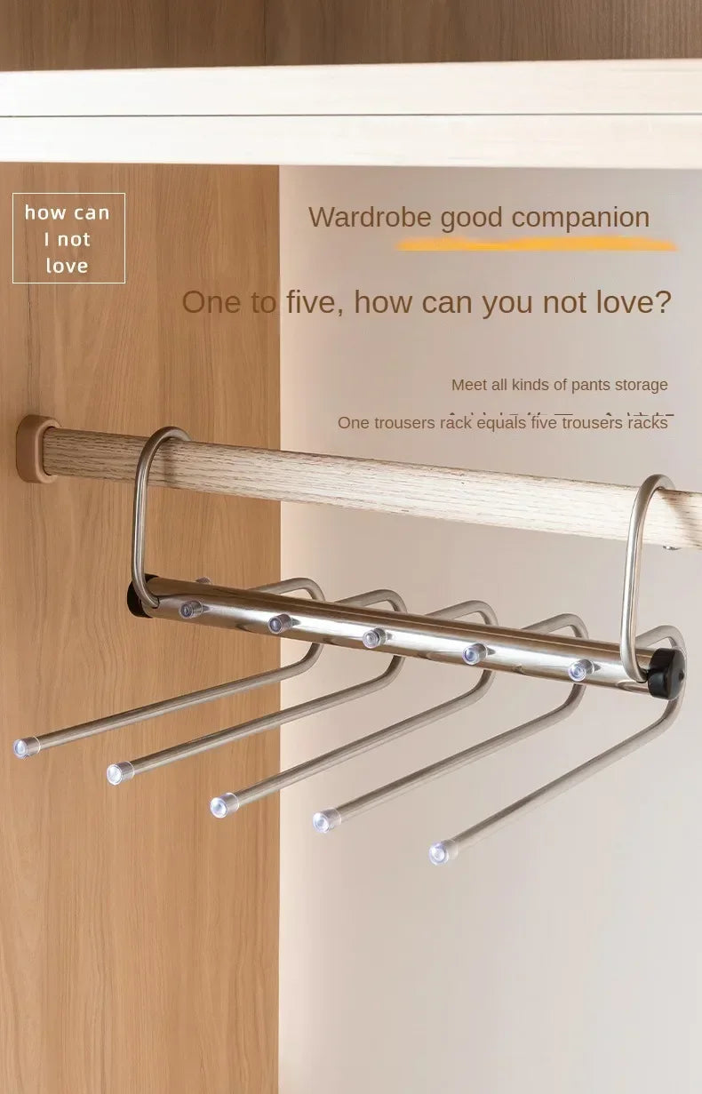 Folding Magic Pants Hangers 5 layers Stainless Steel Space Saving Clothes Rack Organizer For Wardrobe Trousers Jeans Scarf