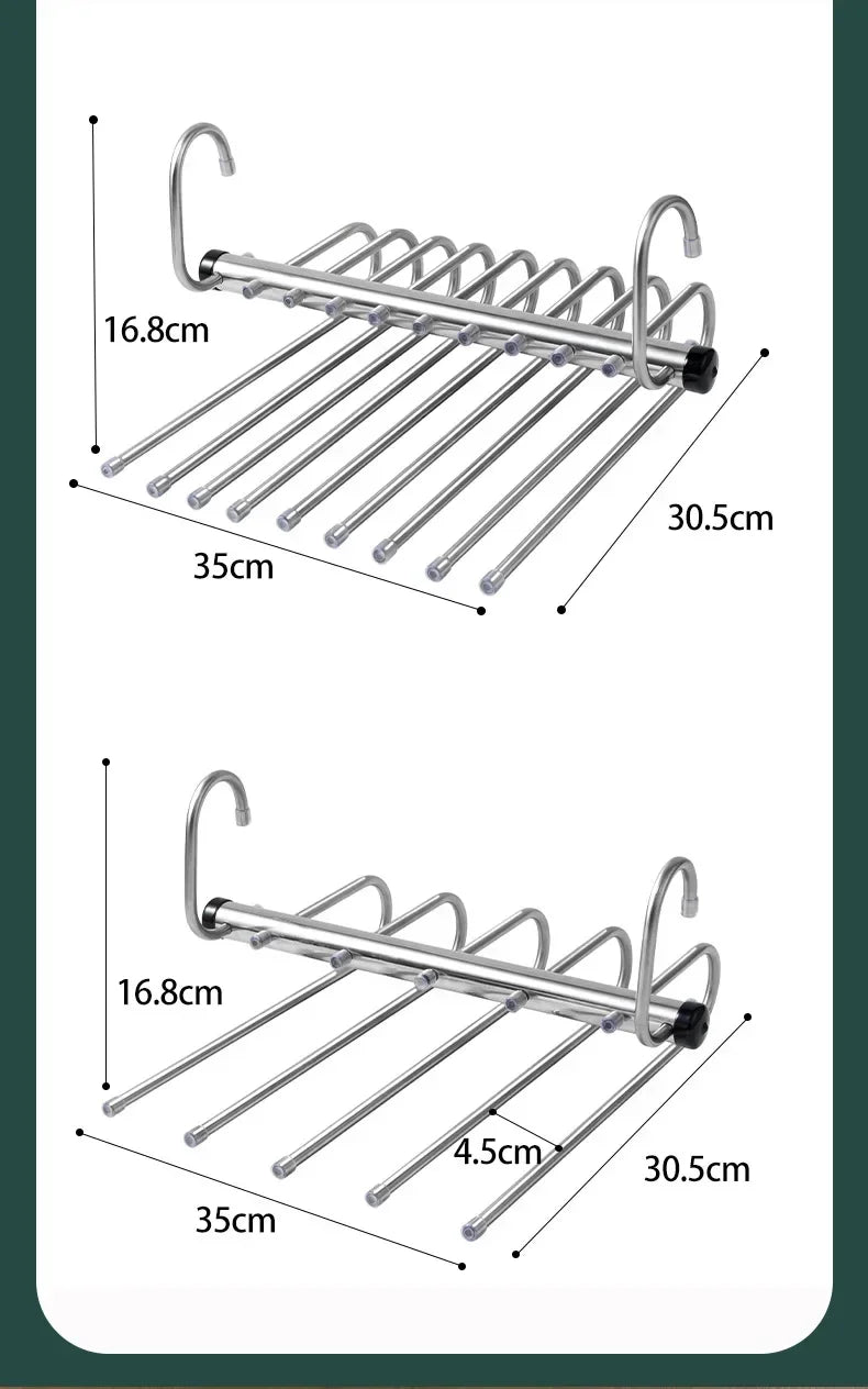 Folding Magic Pants Hangers 5 layers Stainless Steel Space Saving Clothes Rack Organizer For Wardrobe Trousers Jeans Scarf