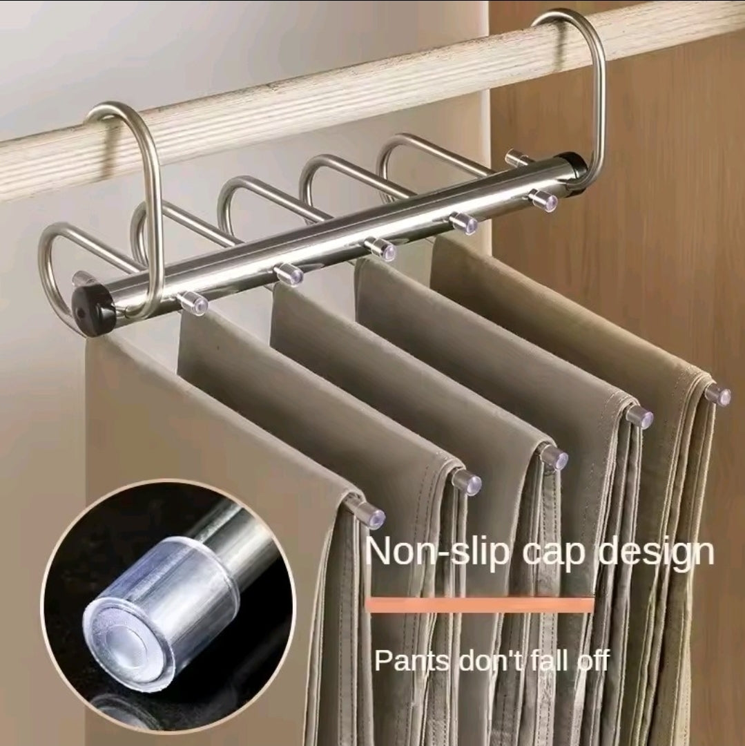 Folding Magic Pants Hangers 5 layers Stainless Steel Space Saving Clothes Rack Organizer For Wardrobe Trousers Jeans Scarf