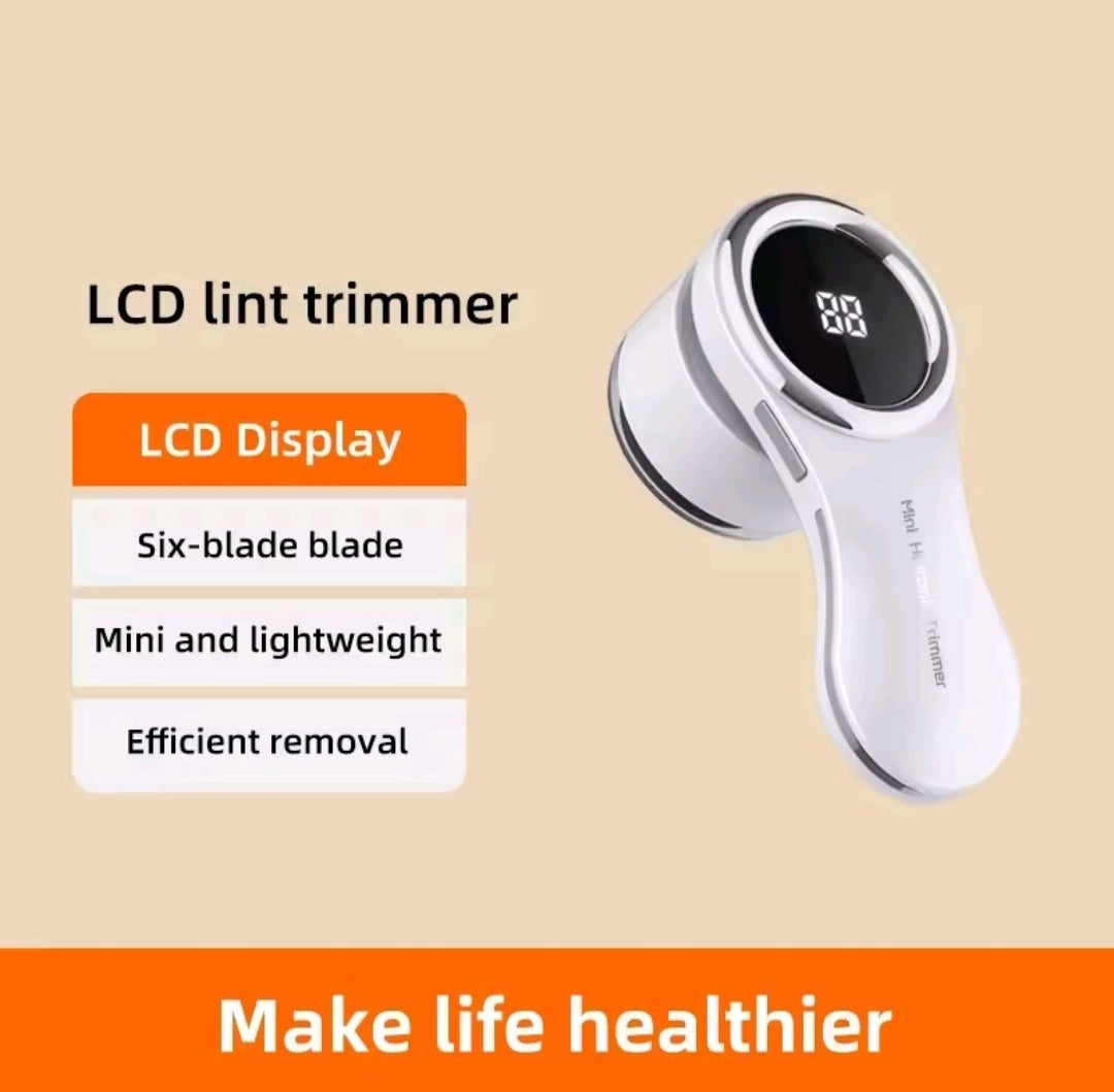 Professional Fabric Shaver, Lint Remover Rechargeable, Electric Portable Sweater Defuzzer with 6 Leaf Blades, Digital LCD Displa