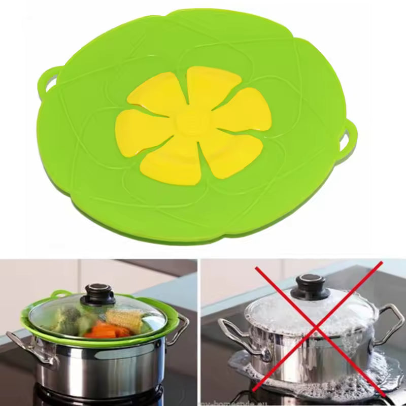 Silicone Lid Spill Stopper Cover For Pot Pan Kitchen Accessories Cooking Tools Flower Cookware Home Kitchen 26cm