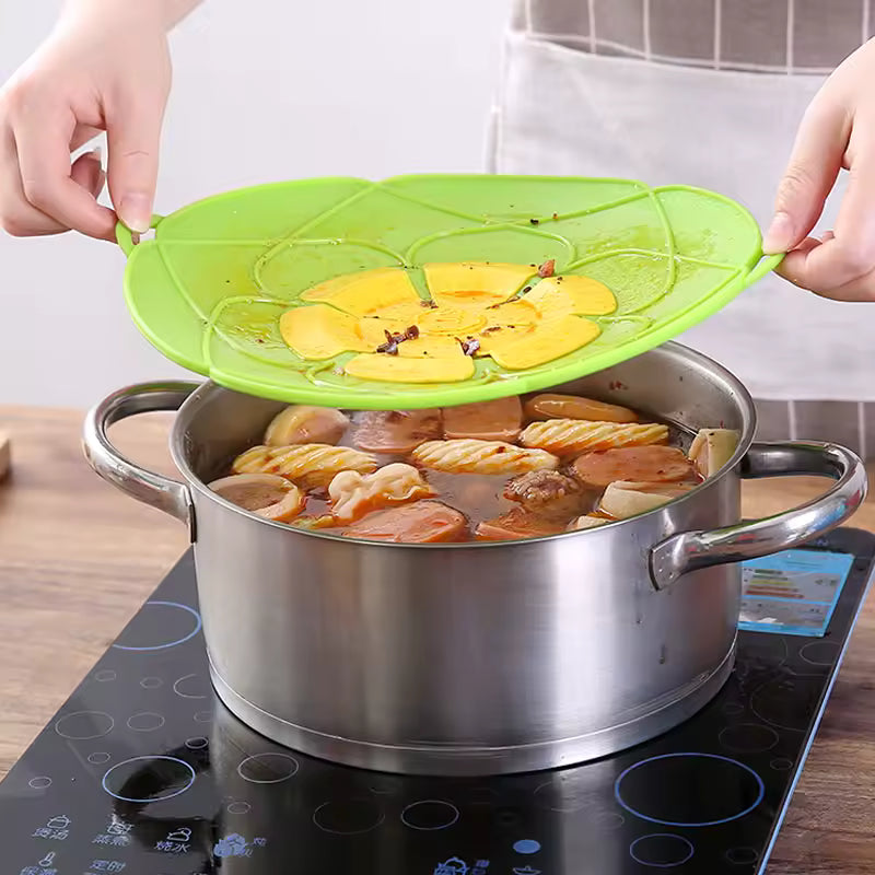 Silicone Lid Spill Stopper Cover For Pot Pan Kitchen Accessories Cooking Tools Flower Cookware Home Kitchen 26cm