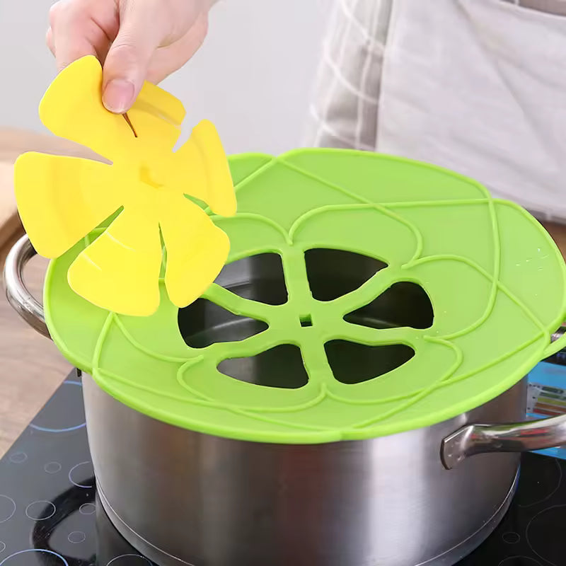 Silicone Lid Spill Stopper Cover For Pot Pan Kitchen Accessories Cooking Tools Flower Cookware Home Kitchen 26cm