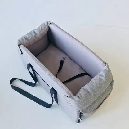 Pet Products Portable Console Booster Dog Car Seat & Carrier for Small Dogs & Cats,Car Seat for Center Car Armrest Safety Tether