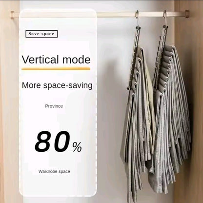 Folding Magic Pants Hangers 5 layers Stainless Steel Space Saving Clothes Rack Organizer For Wardrobe Trousers Jeans Scarf