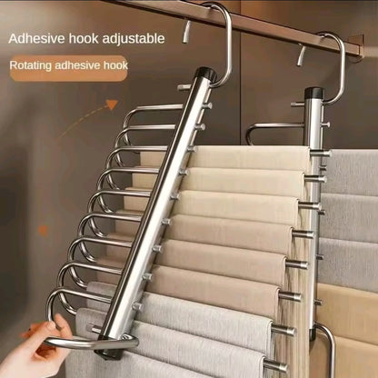 Folding Magic Pants Hangers 5 layers Stainless Steel Space Saving Clothes Rack Organizer For Wardrobe Trousers Jeans Scarf