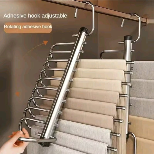 Folding Magic Pants Hangers 5 layers Stainless Steel Space Saving Clothes Rack Organizer For Wardrobe Trousers Jeans Scarf