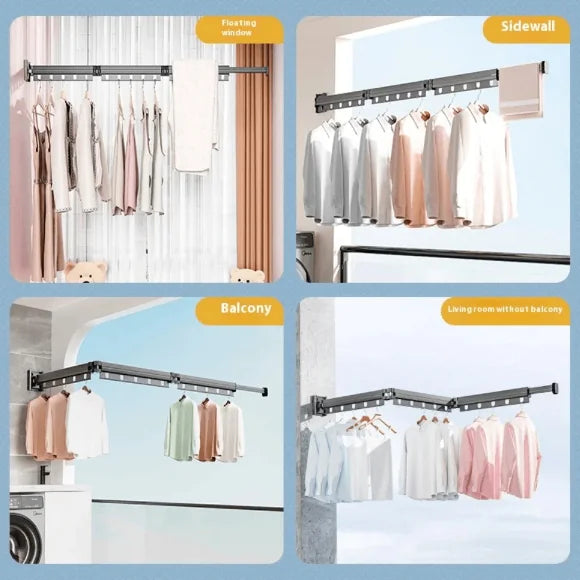 Aluminum Wall-Mounted Retractable Clothes Drying Rack